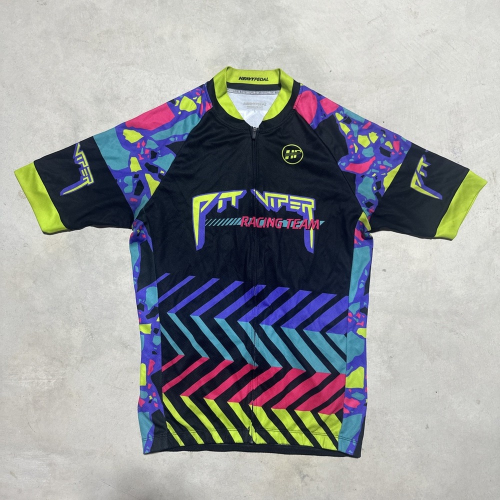 PIT VIPER Cycling Jersey Neon 80s Retro Leopard Graphic Women's SZ Large